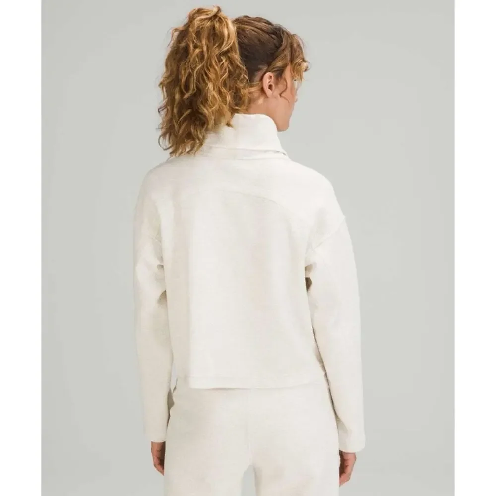 Lululemon Ribbed Funnel Neck Pullover Heathered White Opal Cropped